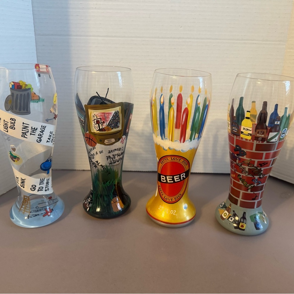 Lolita Multi-Color Hand-Painted Beer Glasses Set of 4